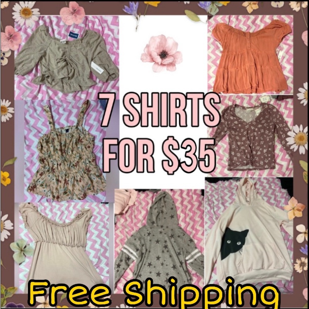 FREE SHIP 🚚 7 Cute Shirts for $35